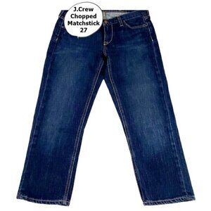 J Crew Jeans Size 27 Matchstick Crop Stretch Dark Wash Straight Leg Blue Denim
